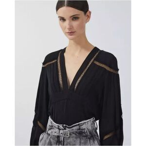 IRO Bahri Lace Detailed V-Neck Blouse